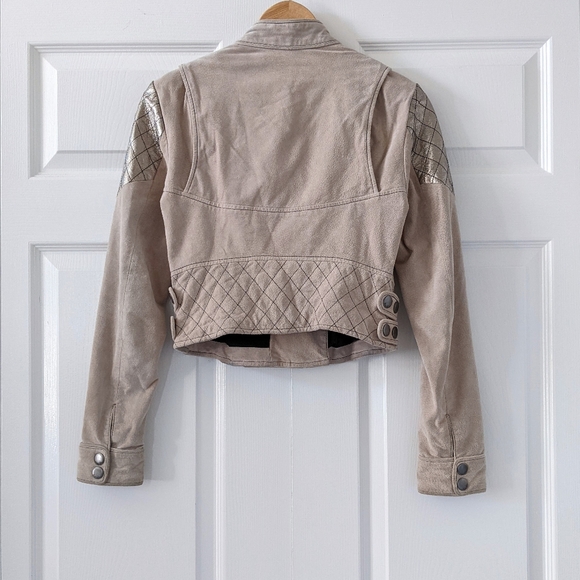 Dallin Chase Suede Leather Moto Jacket With Gold Trim Size Small - Picture 3 of 13